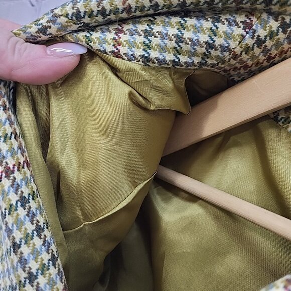Ann Taylor Wool Blazer Jacket Houndstooth Green Plaid Sz 6 Vintage Y2K - Picture 10 of 11